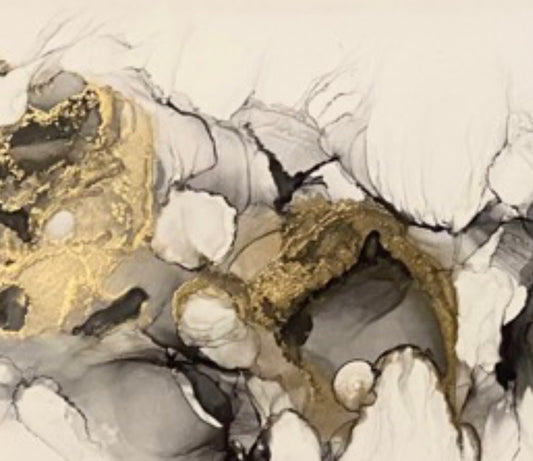 Alcohol ink art black gold 1 by Ludwina Dautovic