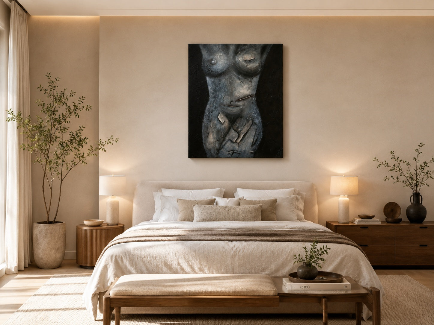 Scars of a Woman on wall in bedroom