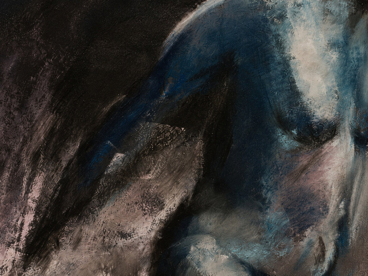 Silent Scars, original artwork in soft pastel on paper, close up