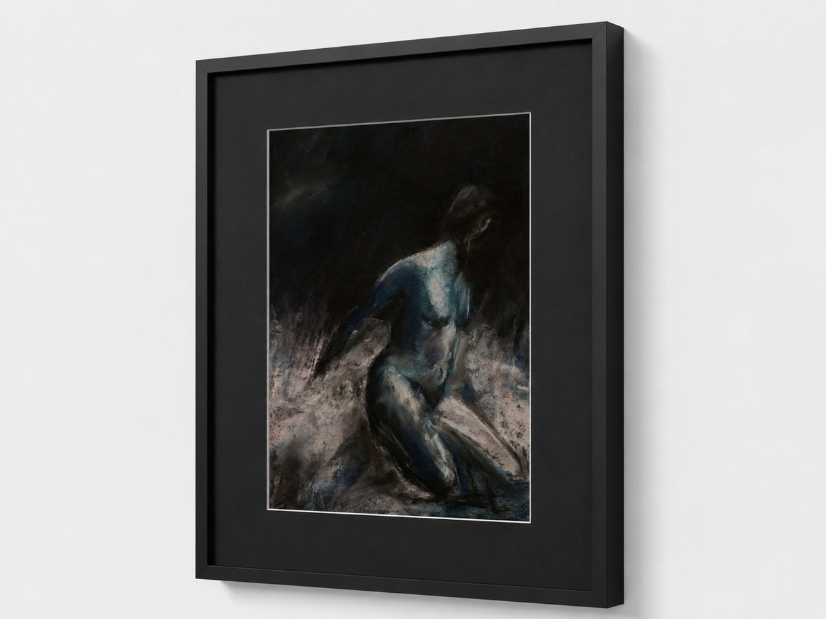 Silent Scars, original artwork in soft pastel, side view