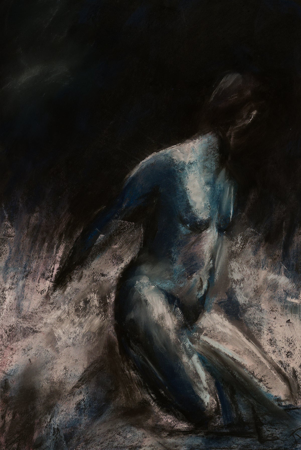 Silent Scars, original artwork in soft pastel by Ludwina Orchard
